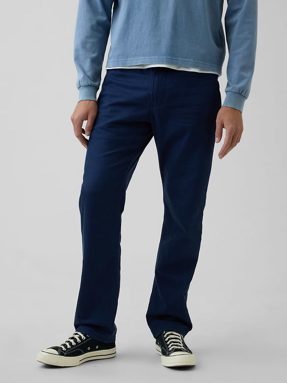 Linen-Cotton Relaxed Straight Pants