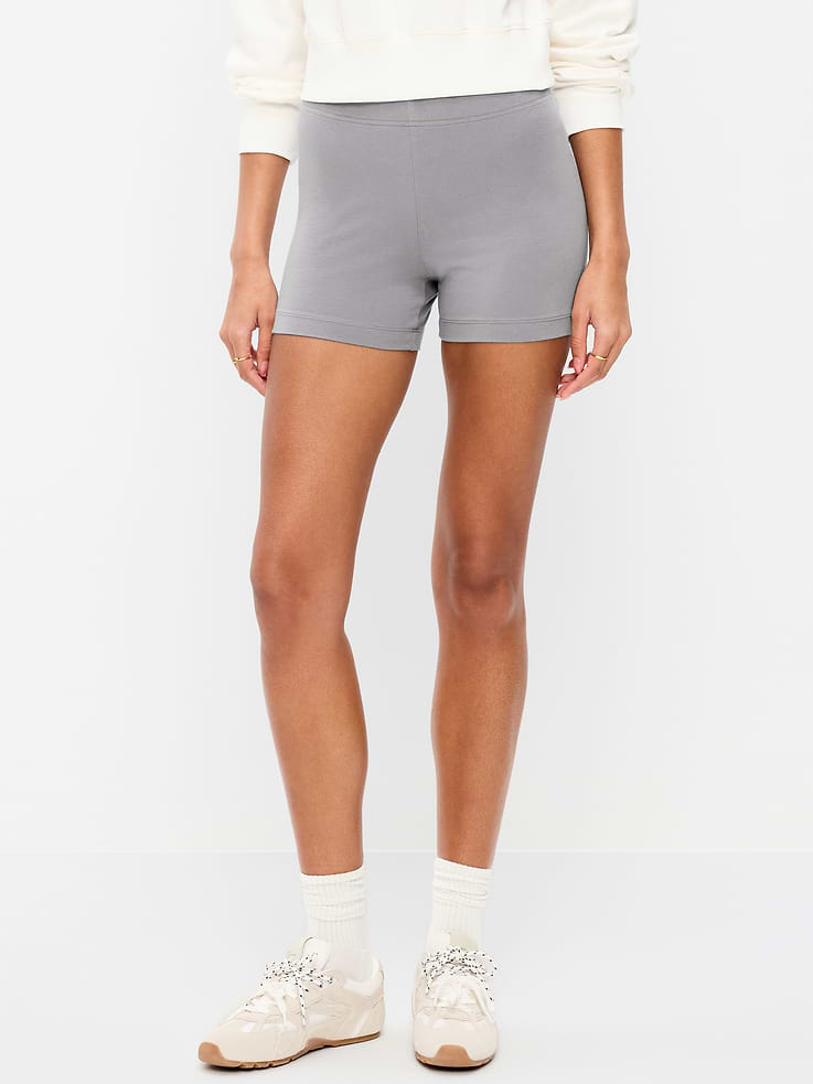 Image number 2 showing, High-Waisted Jersey Biker Shorts -- 4-inch inseam