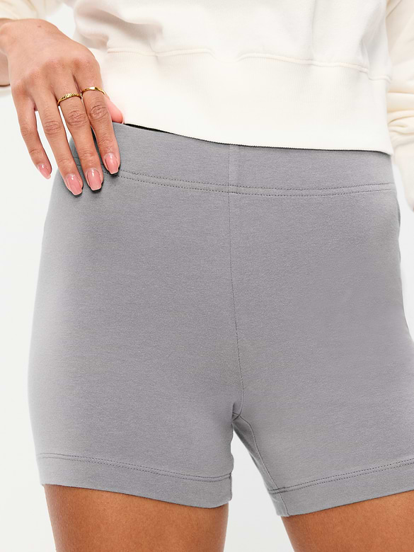 High-Waisted Jersey Biker Shorts -- 4-inch inseam