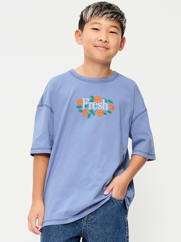 Oversized Short-Sleeve Graphic T-Shirt for Boys