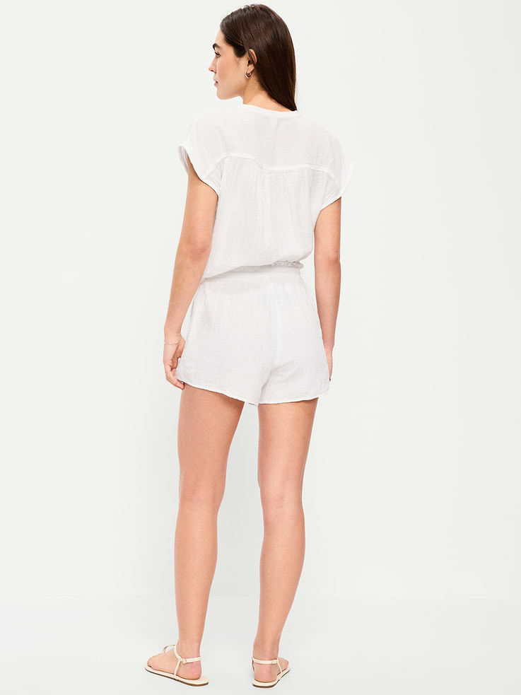 Image number 3 showing, High-Waisted Crinkle Gauze Shorts