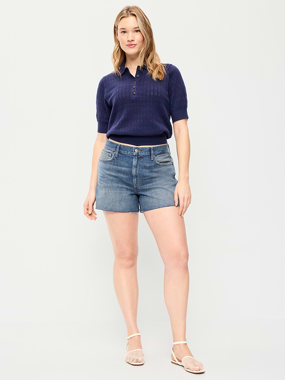 Short OG à taille haute en denim à ourlet coupé, entrejambe de 10 cm