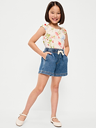 Image number 3 showing, High-Waisted Pull-On Jean Shorts for Girls