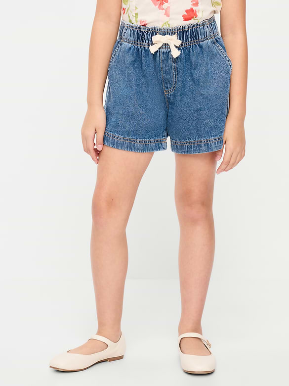 High-Waisted Pull-On Jean Shorts for Girls