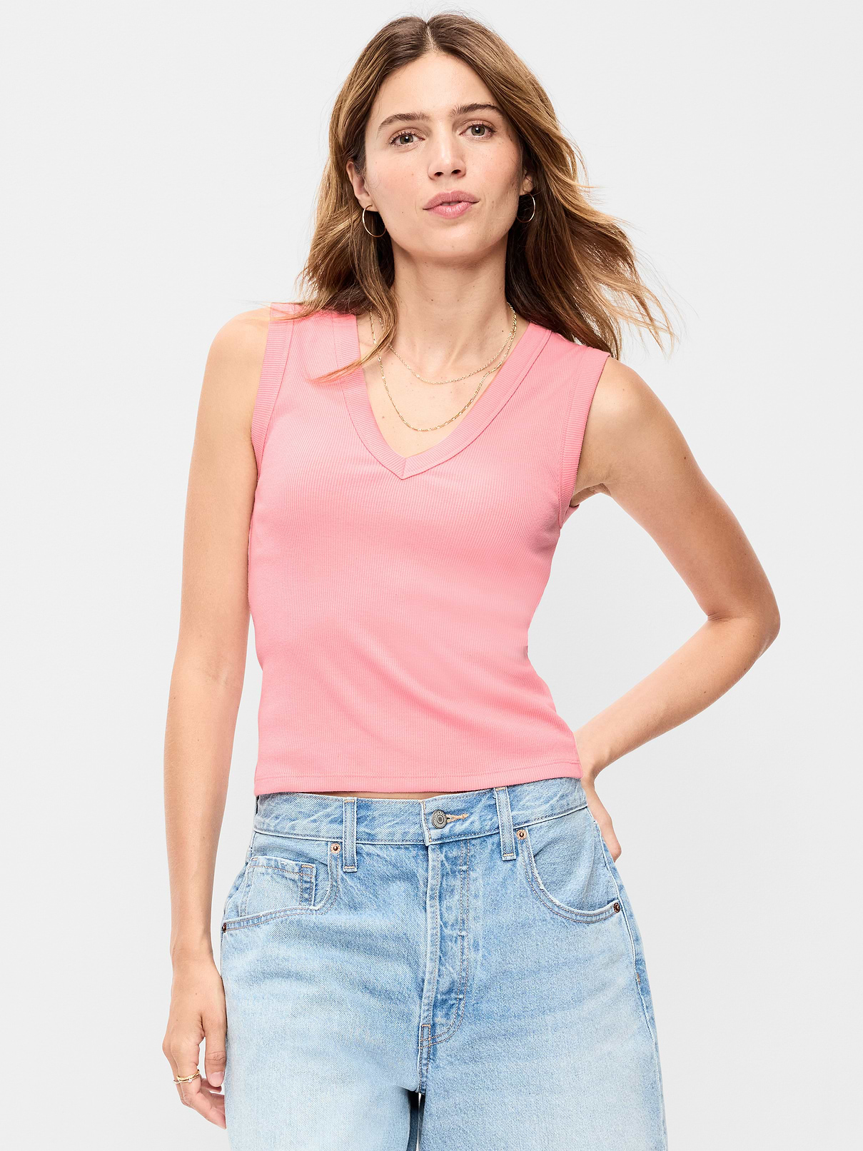 Snug Crop V-Neck Ribbed Tank Top