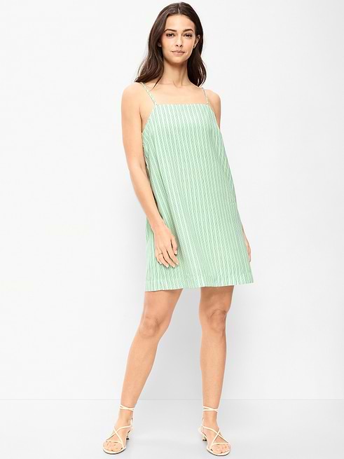 green mini shift dress Strappy cutout_dress