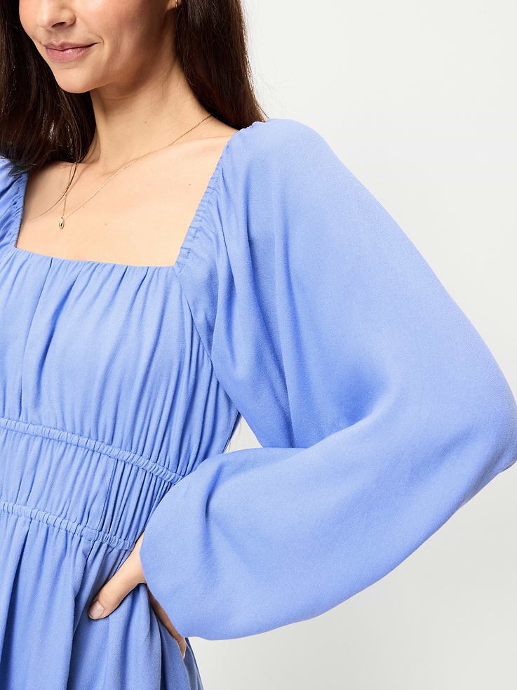 Image number 4 showing, Long-Sleeve Square-Neck Mini Dress
