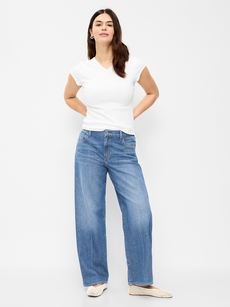Image number 7 showing, Low-Rise Loose Jeans