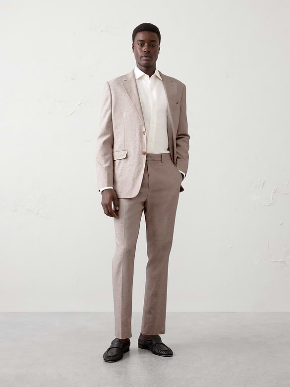 Linen-Blend Herringbone Suit Trouser