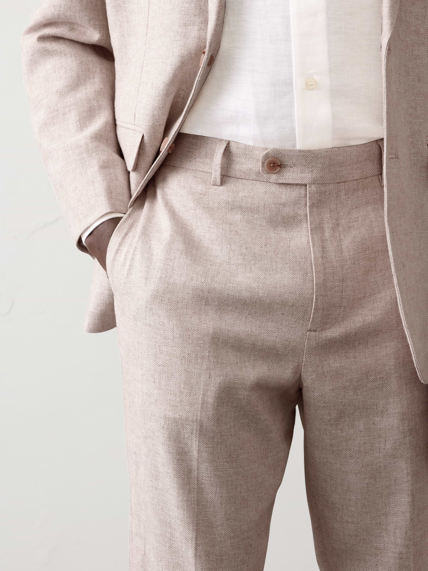 Image number 3 showing, Linen-Blend Herringbone Suit Trouser