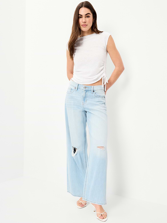 Cap-Sleeve Shirred Side Top