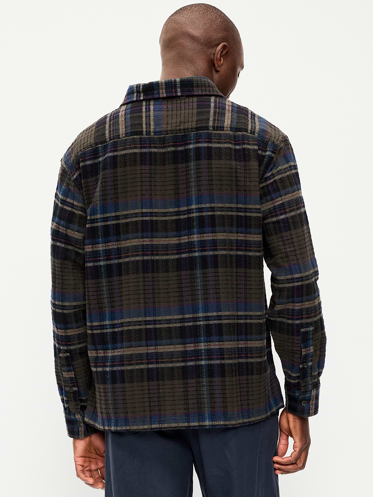 Image number 2 showing, Loose Fit Textured Plaid Pocket Shirt