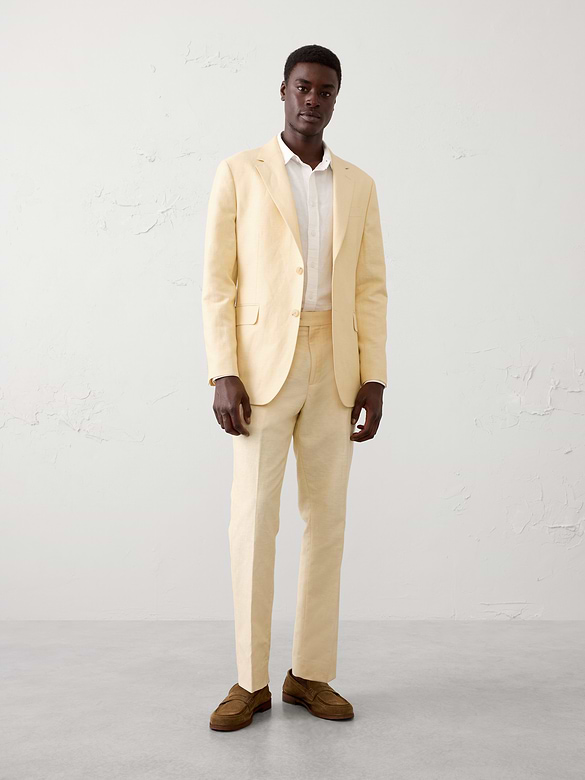 Linen-Blend Suit Jacket