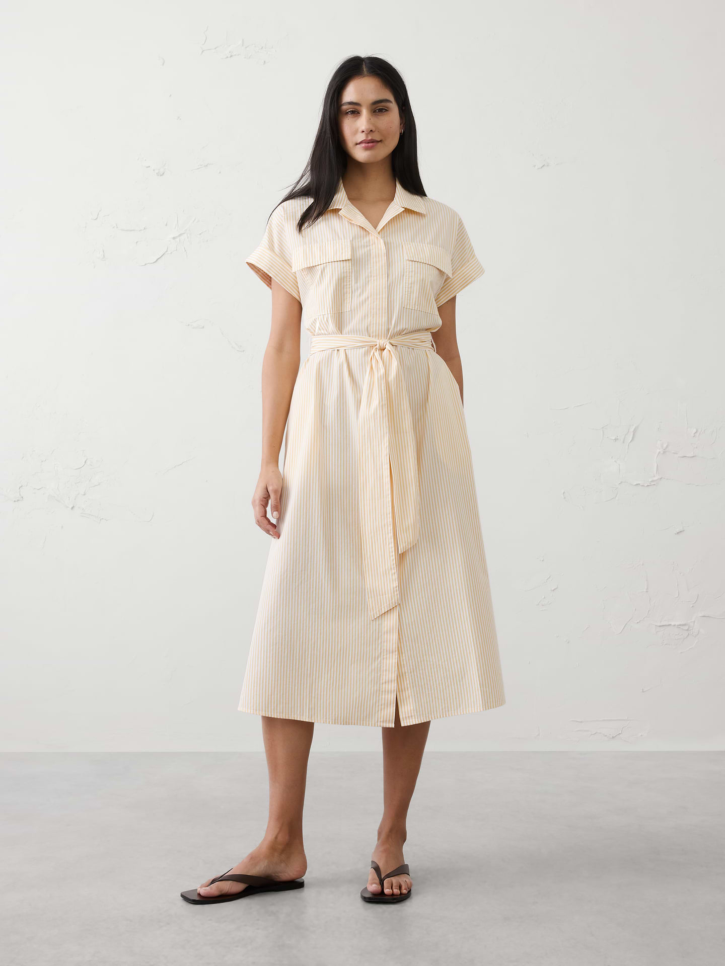 Image number 1 showing, Poplin Utility Midi Shirtdress