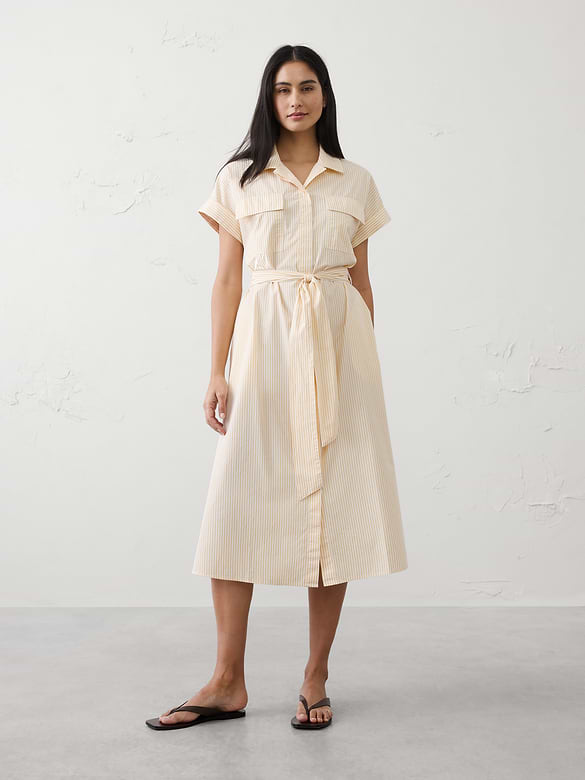 Poplin Utility Midi Shirtdress