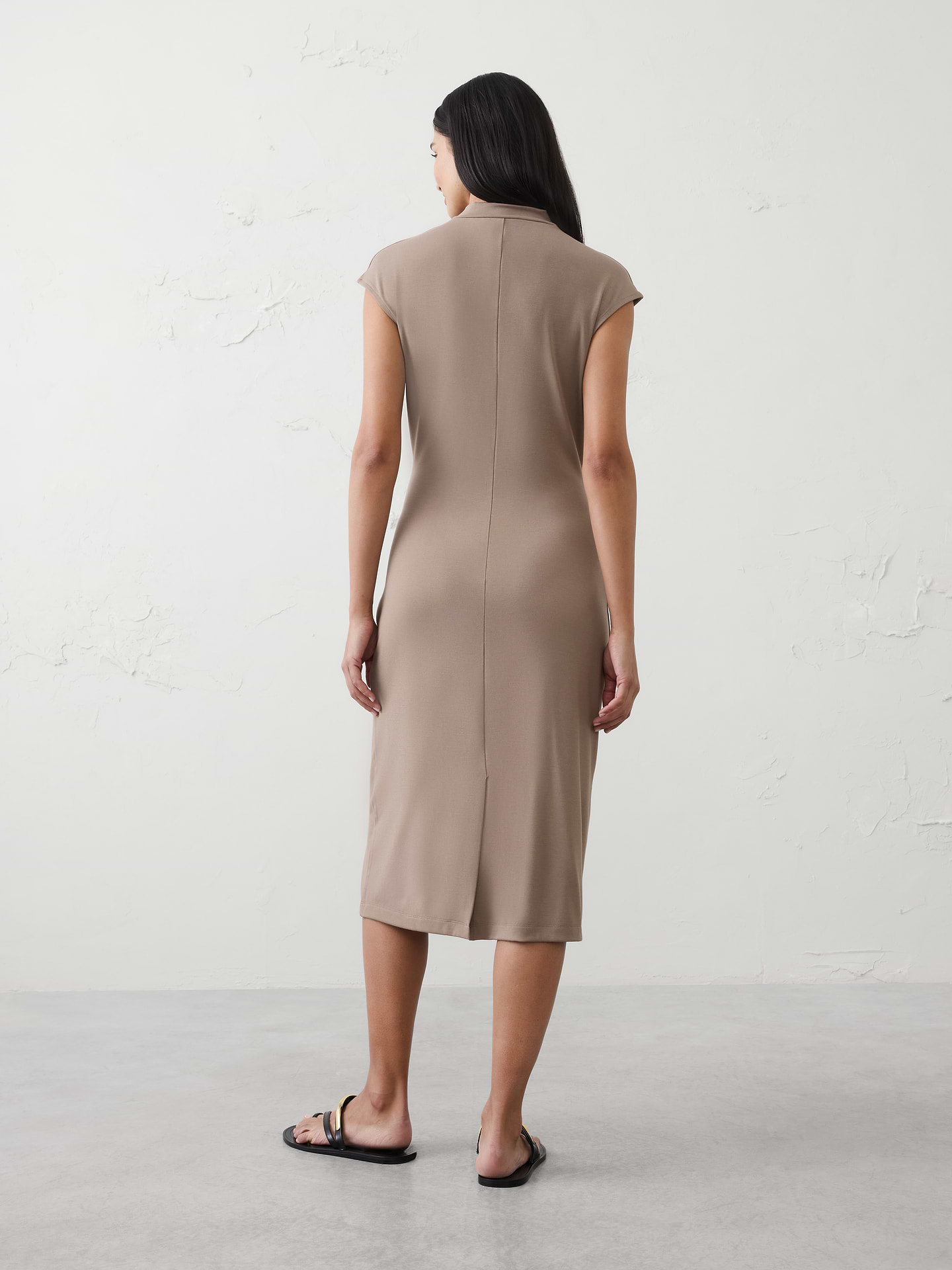 Image 2 of 4, Mock-Neck Midi Dress