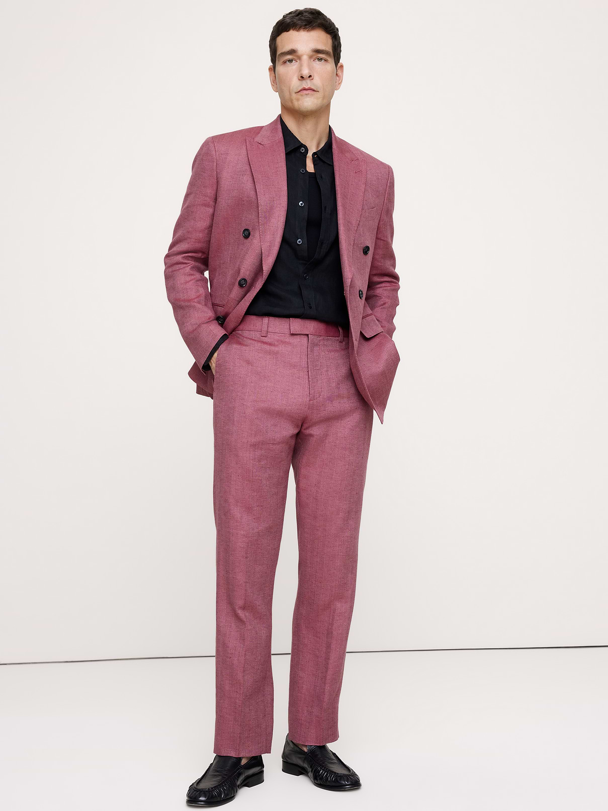 Straight Linen-Merino Suit Pant