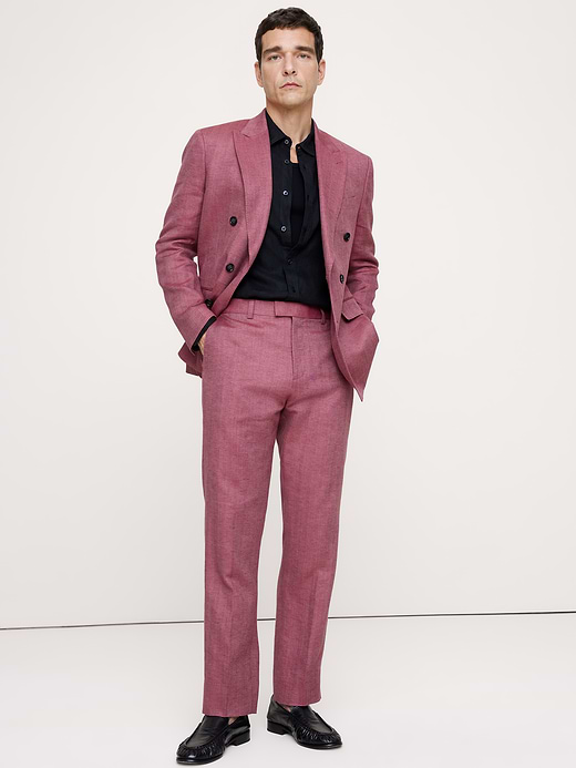 Straight Linen-Merino Suit Pant