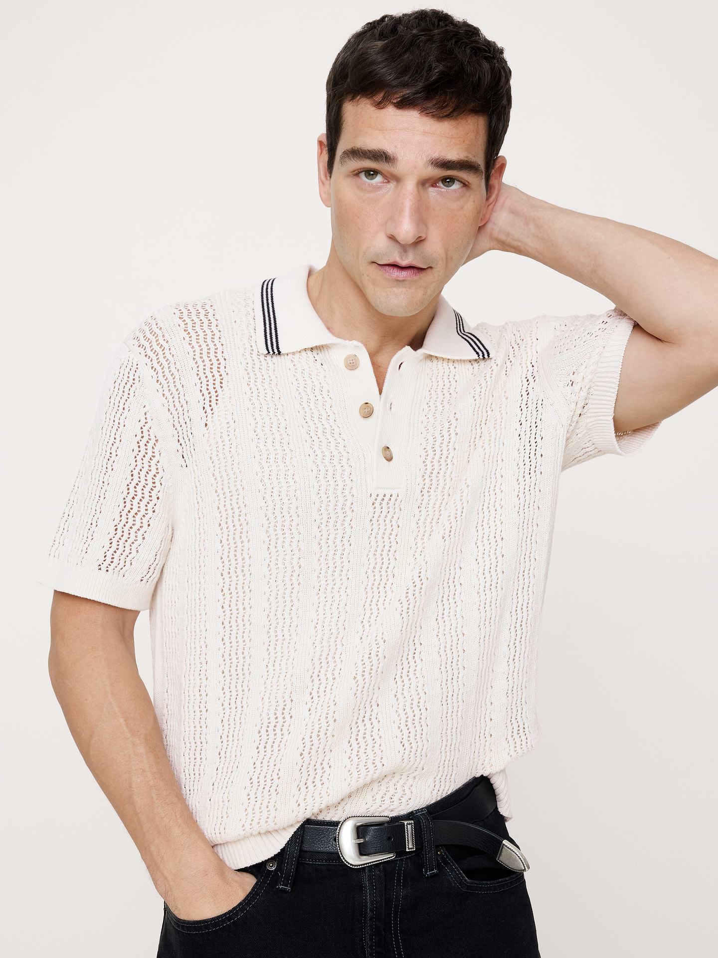Image number 1 showing, Cotton Zig-Zag Sweater Polo