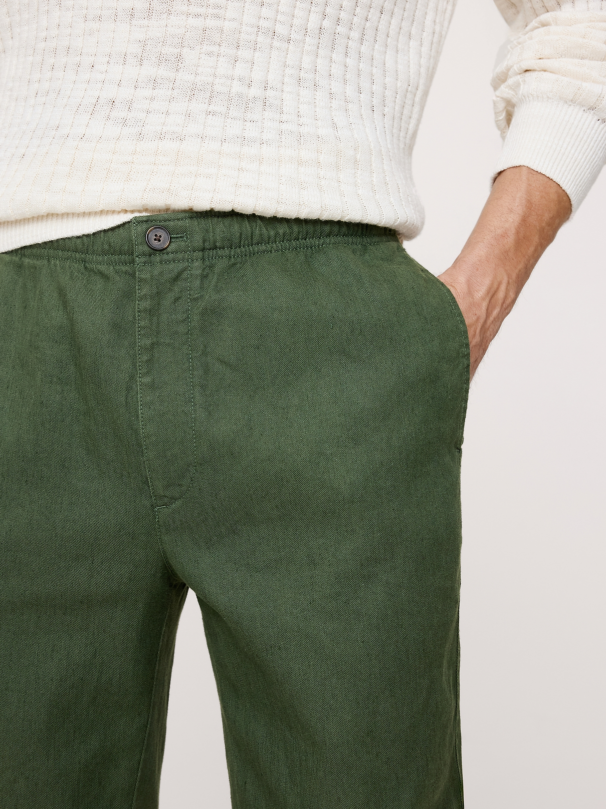 Straight Italian Linen-Cotton Pull-On Pant | Banana Republic