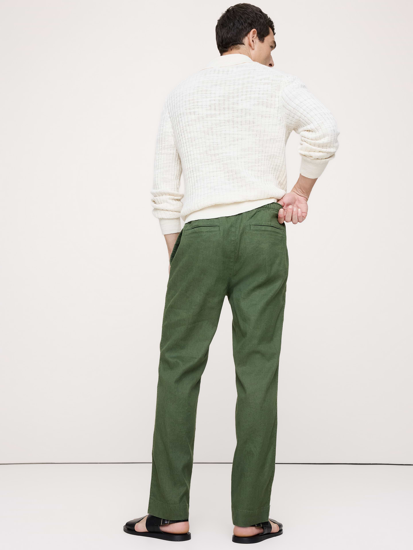 Image number 5 showing, Straight Italian Linen-Cotton Pull-On Pant
