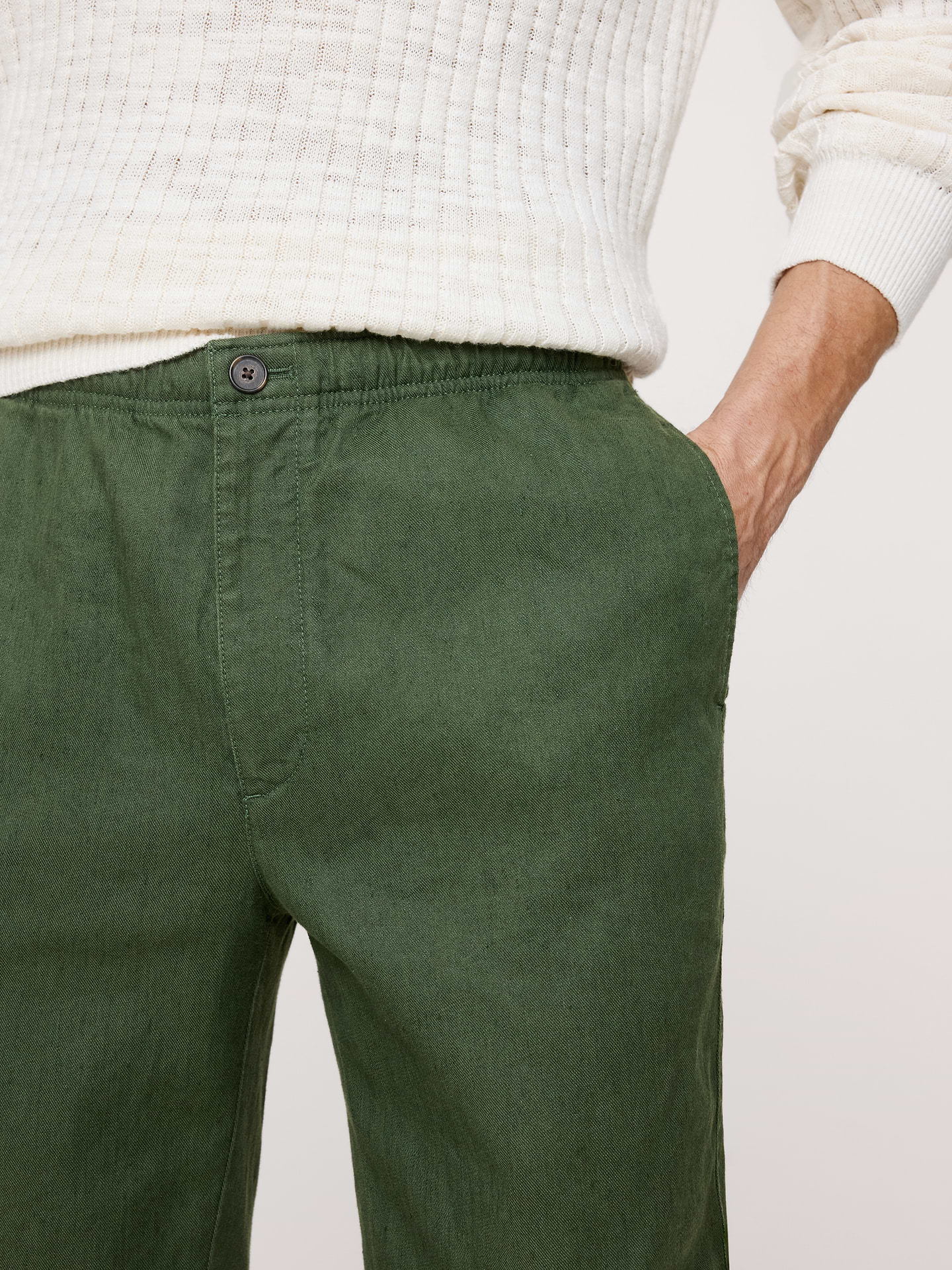 Image number 6 showing, Straight Italian Linen-Cotton Pull-On Pant