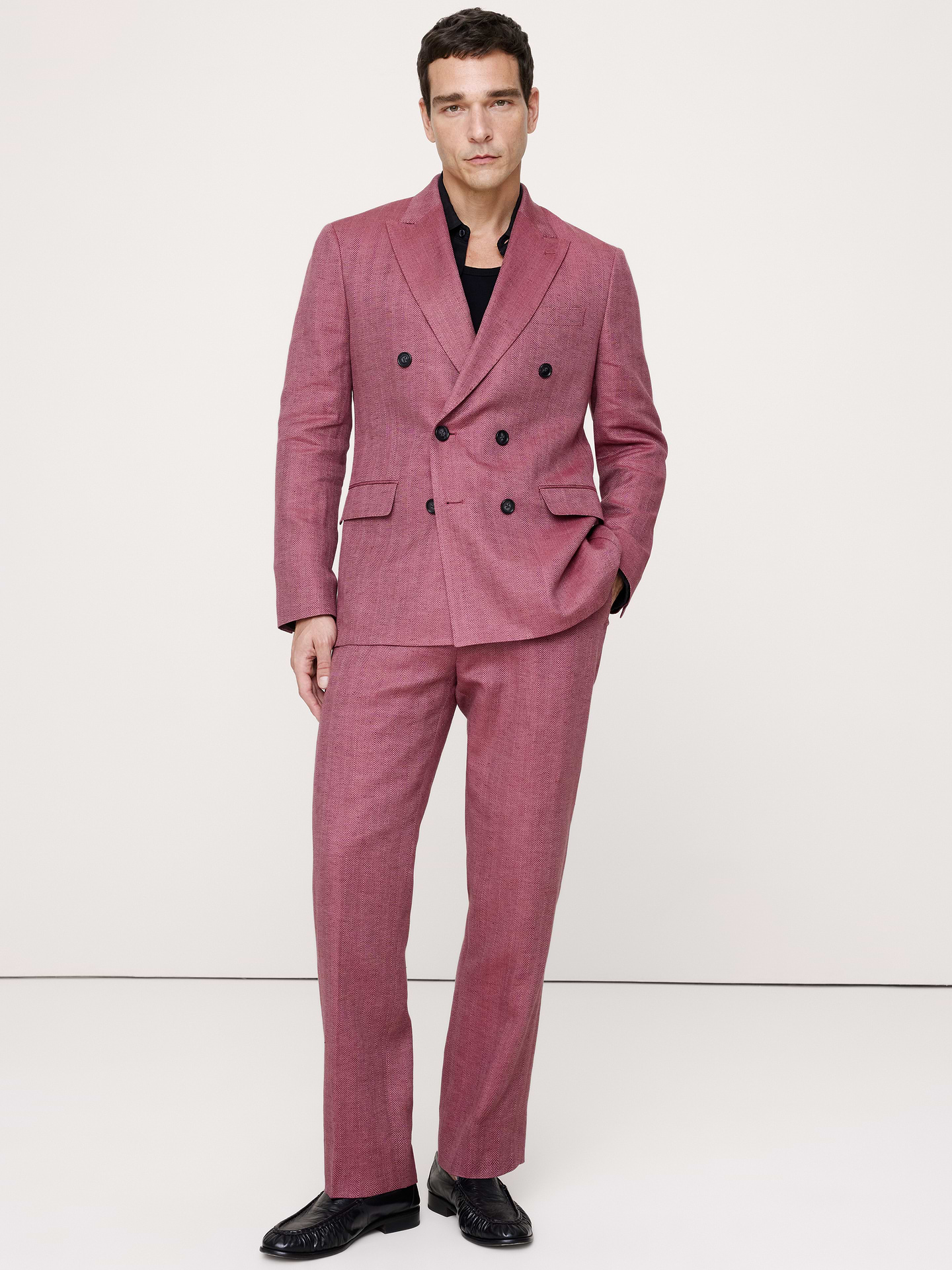 L'image numéro 6 présente Pantalon de complet droit en lin et laine mérinos