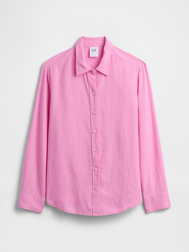 Image 5 of 5, Linen-Blend Easy Shirt