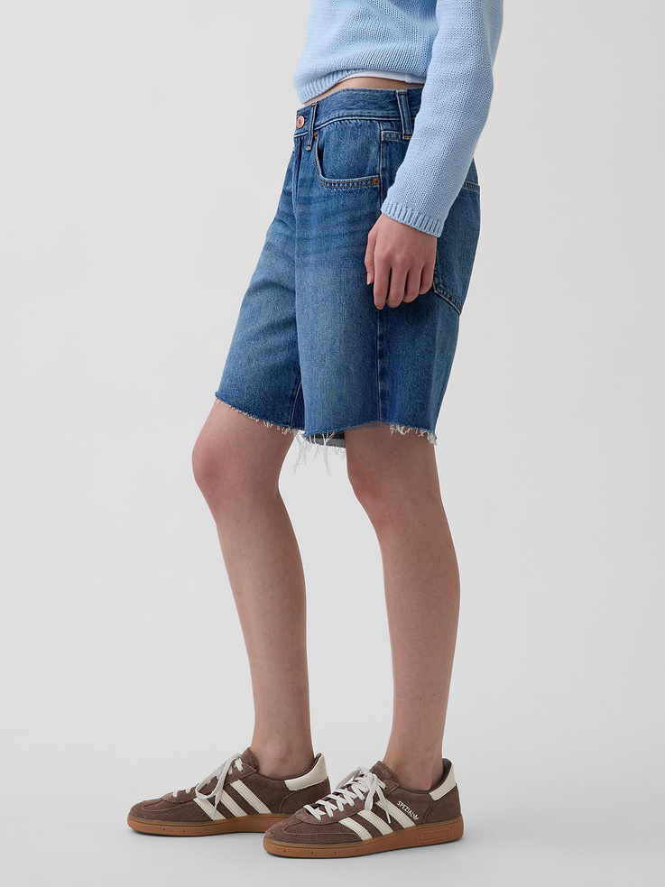 Image number 3 showing, 8" Mid Rise Loose Denim Bermuda Shorts