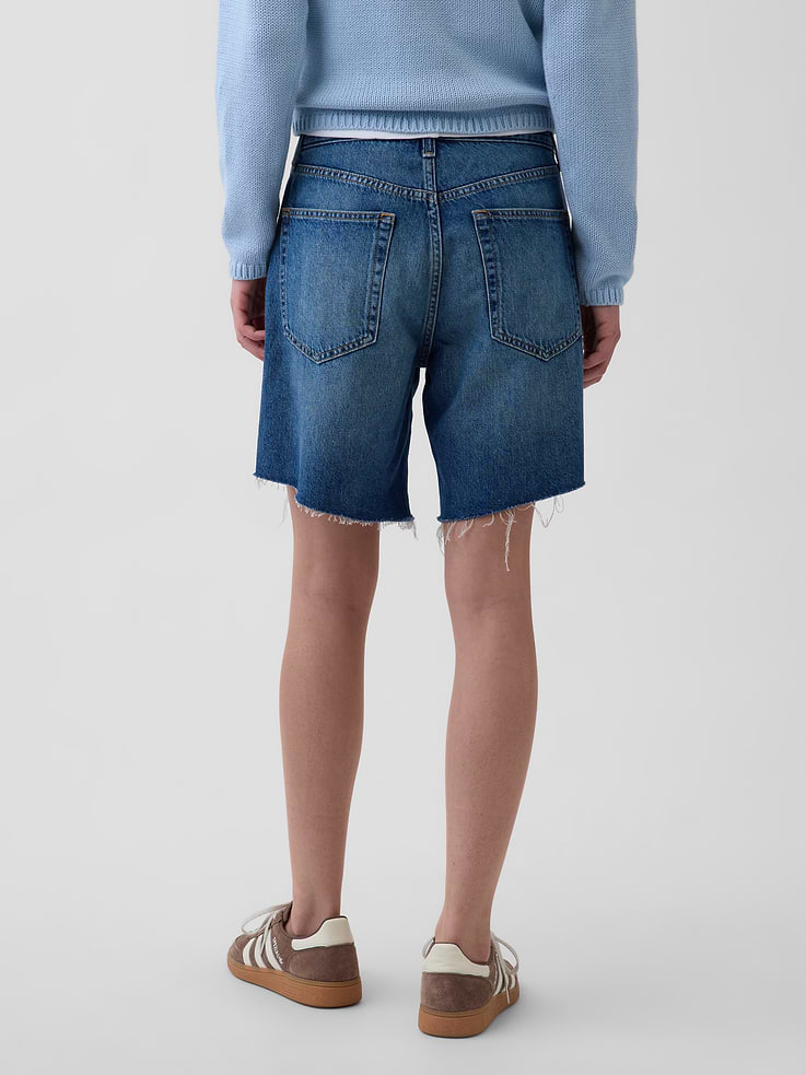 Image number 4 showing, 8" Mid Rise Loose Denim Bermuda Shorts