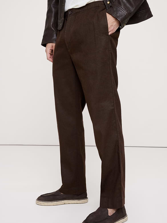 Straight Italian Linen-Cotton Pull-On Pant