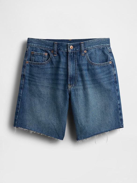 8" Mid Rise Loose Denim Bermuda Shorts