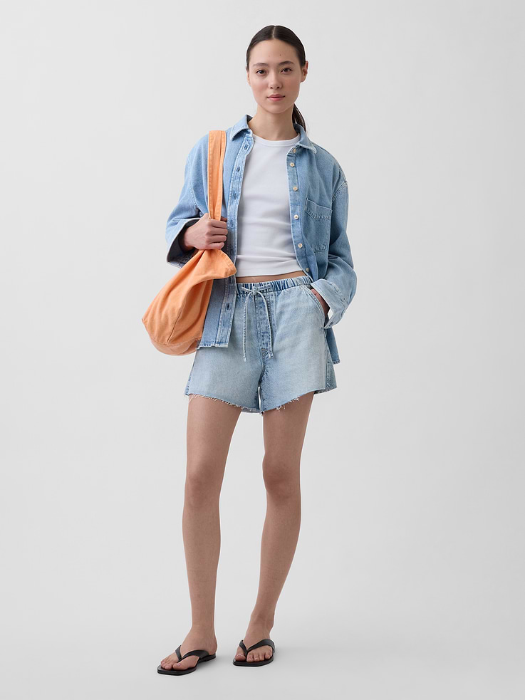 Image number 1 showing, 3.5” UltraSoft Low Slung Easy Denim Shorts