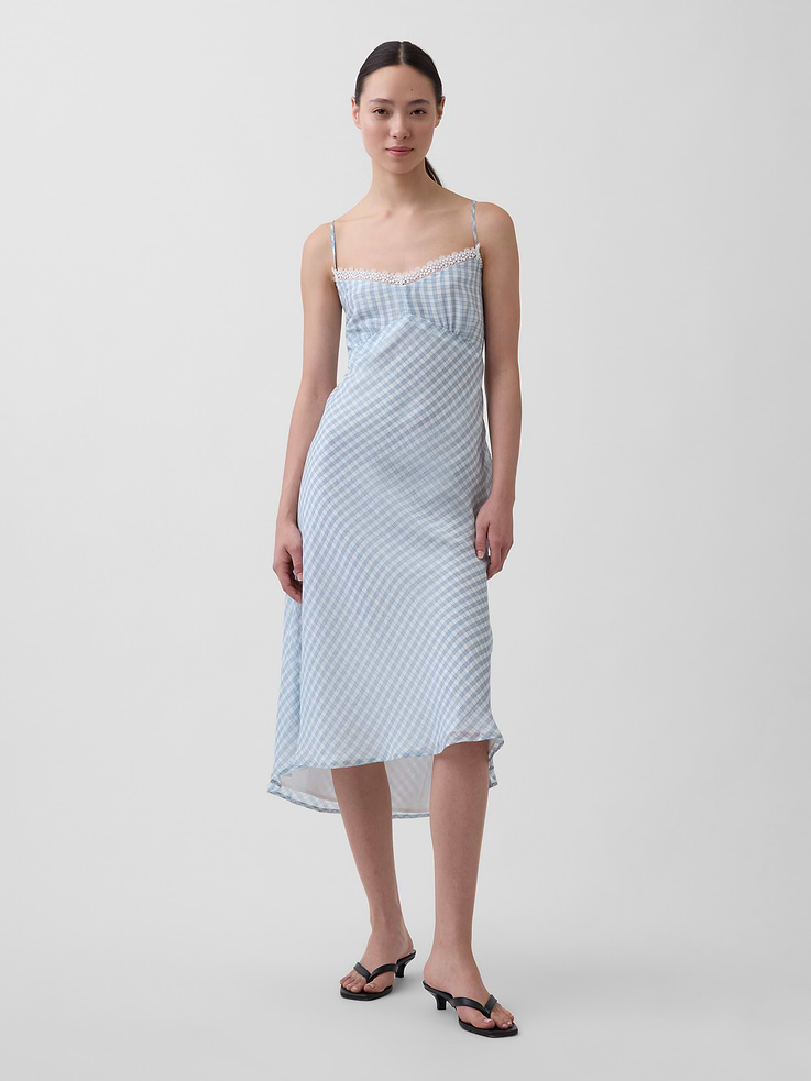 Image number 1 showing, Gingham Midi Slip Dress
