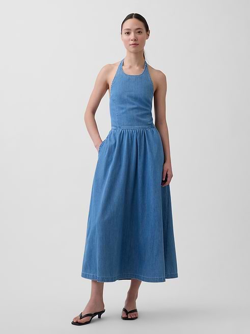 denim halter maxi dress Plus Size Cutout summers new MVP Denim & Daydreams Halter Maxi