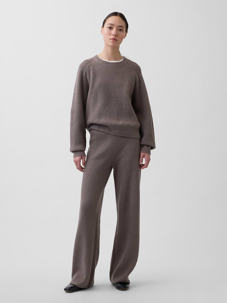 Image number 1 showing, CashSoft Shaker-Stitch Sweater Pants