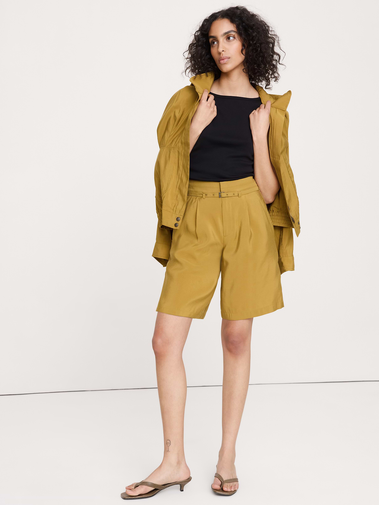 Belted Bermuda Short in Luster Twill