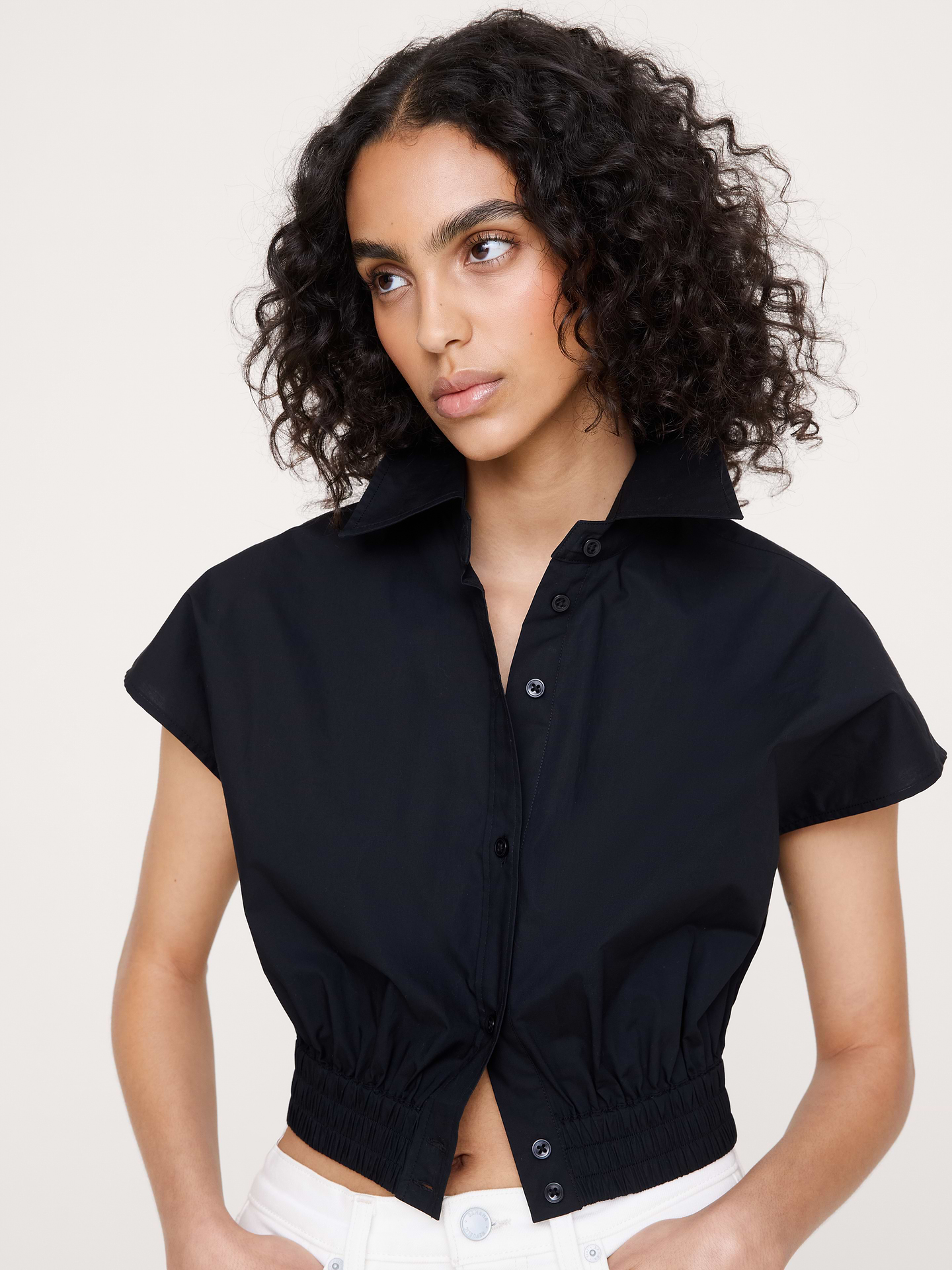 Image number 3 showing, Cotton Poplin Super-Cropped Shirt