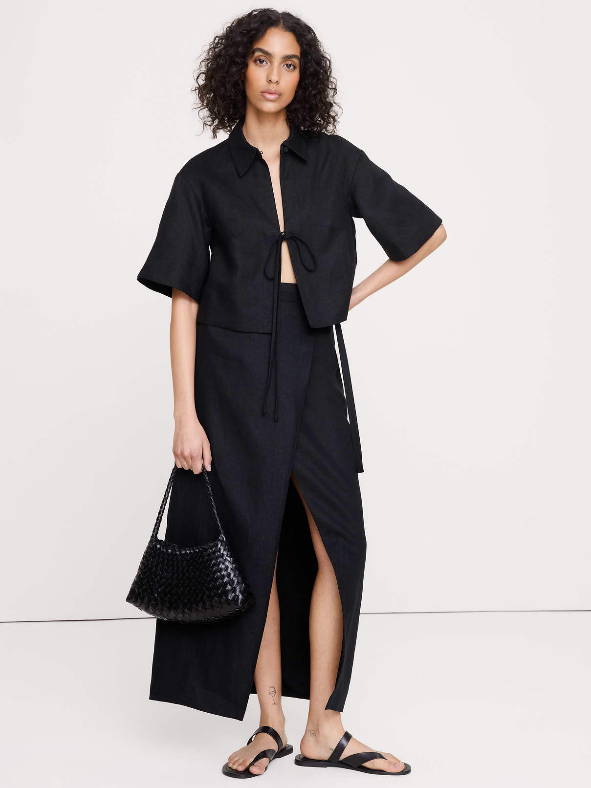 Linen Wrap Maxi Skirt