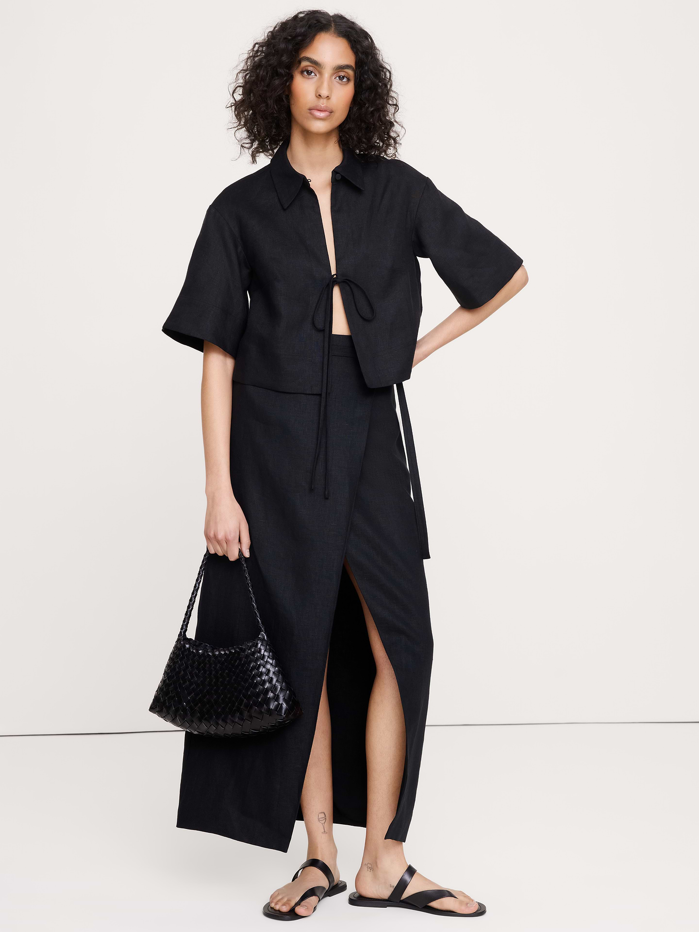 Image number 1 showing, Linen Wrap Maxi Skirt