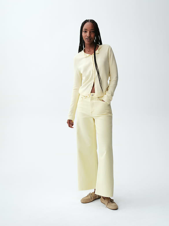 High Rise Stride Wide-Leg Ankle Jeans