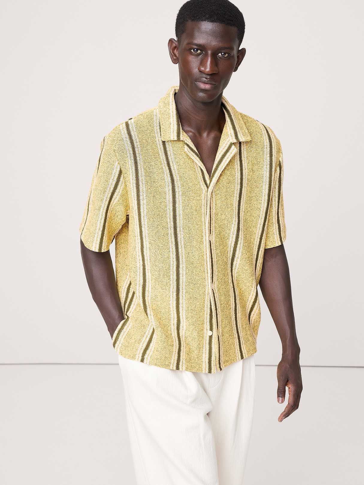Relaxed-Fit Striped Resort Shirt | Banana Republic