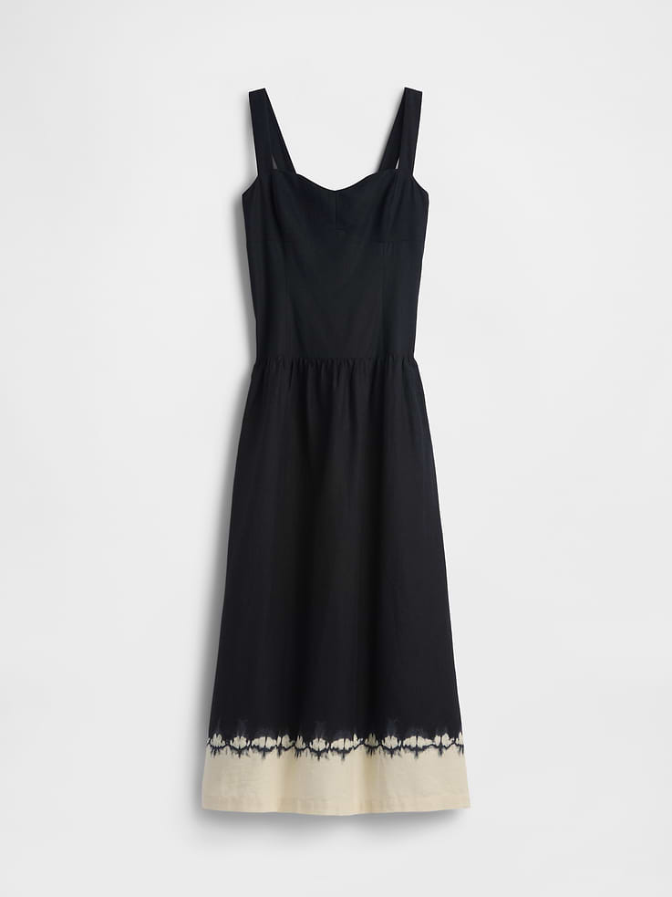 Image number 5 showing, Linen-Blend Drop-Waist Corset Maxi Dress