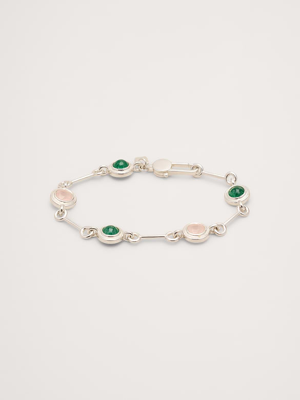 Bracelet à maillons circulaires serti de pierres