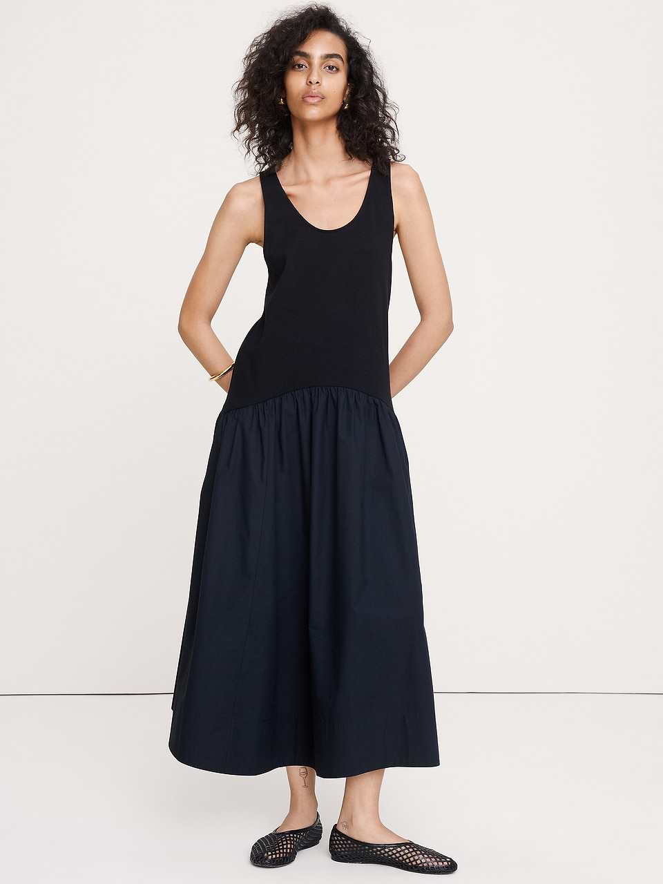jersey poplin sleeveless maxi dress Cotton + Midi Quinceanera