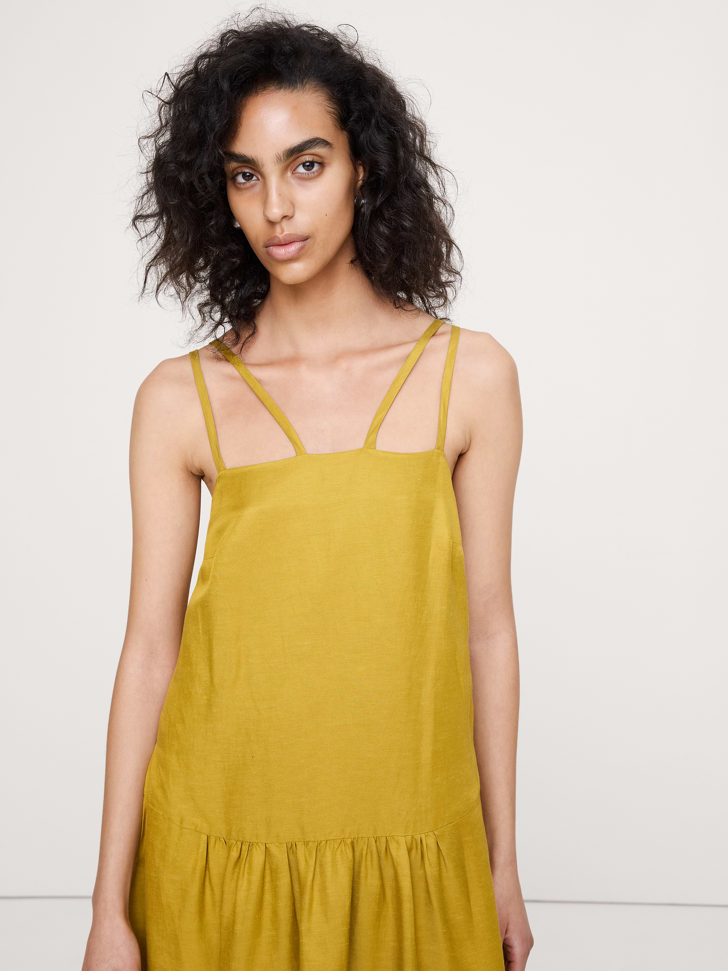 Image number 6 showing, Viscose-Linen Drop-Waist Maxi Dress