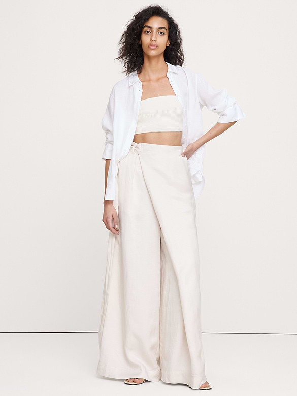 Viscose-Linen Palazzo Pant