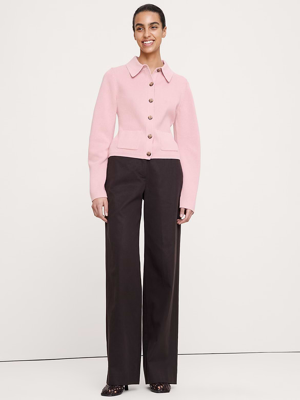 Larkspur Cotton-Silk Polo Cardigan