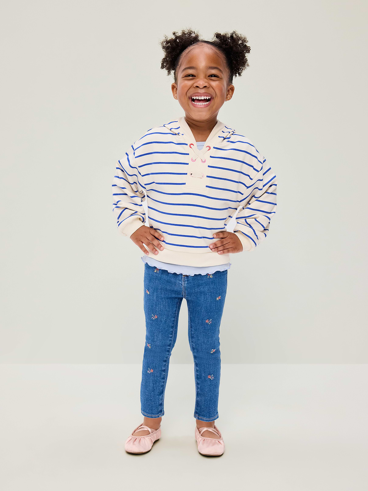 Image number 1 showing, High-Waisted Embroidered Rockstar 360° Stretch Jeggings for Toddler Girls