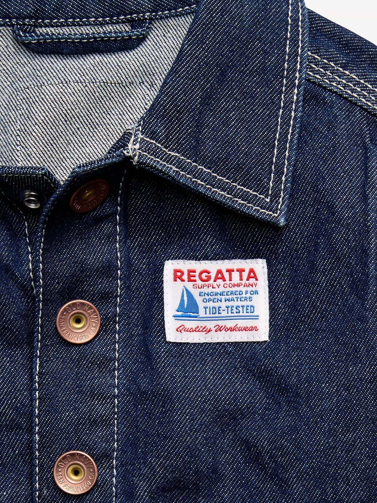 Image 3 of 3, Loose Unisex Denim Barn Coat for Toddler